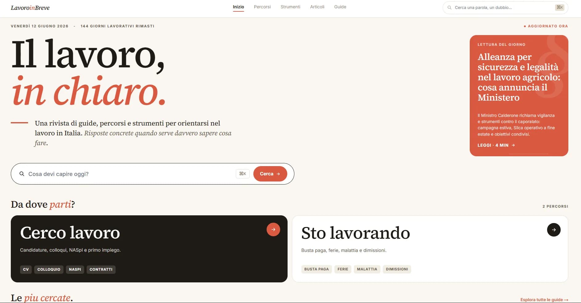 Screenshot Lavoro in Breve